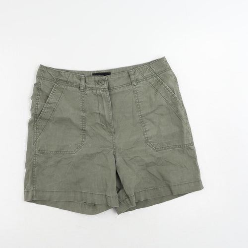 NEXT Womens Green Cotton Chino Shorts Size 12 L5 in Regular Zip