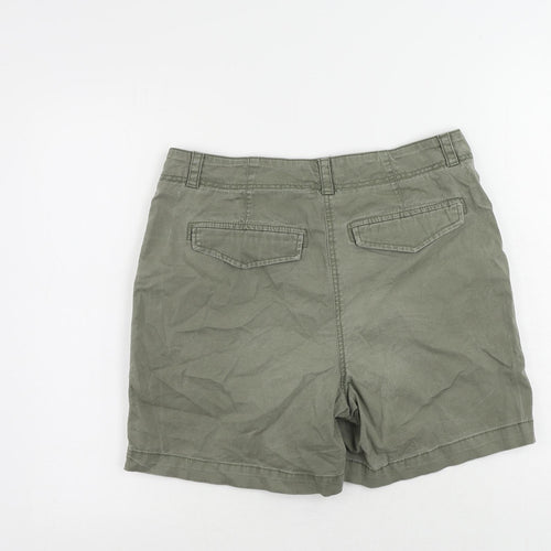 NEXT Womens Green Cotton Chino Shorts Size 12 L5 in Regular Zip