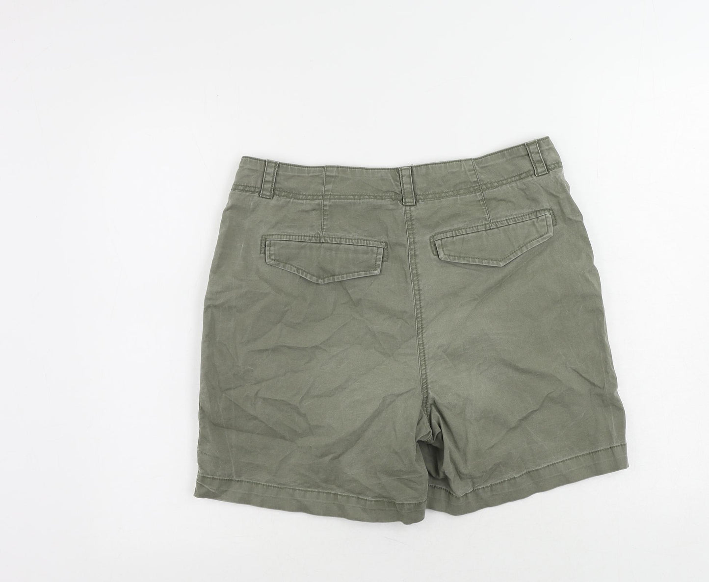 NEXT Womens Green Cotton Chino Shorts Size 12 L5 in Regular Zip