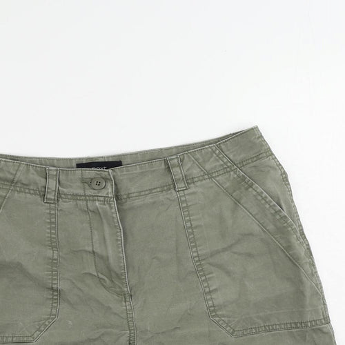 NEXT Womens Green Cotton Chino Shorts Size 12 L5 in Regular Zip