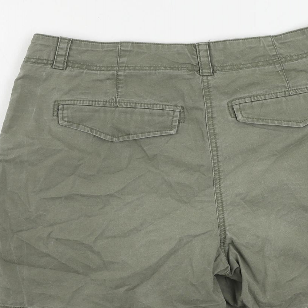 NEXT Womens Green Cotton Chino Shorts Size 12 L5 in Regular Zip