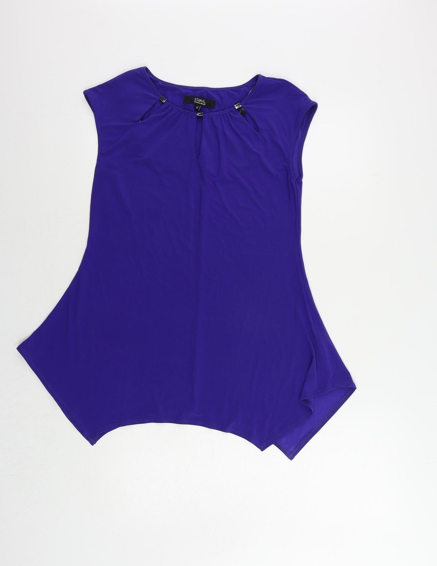 Julien Macdonald Womens Purple Polyester Basic Blouse Size 12 Round Neck - Neckline Detail