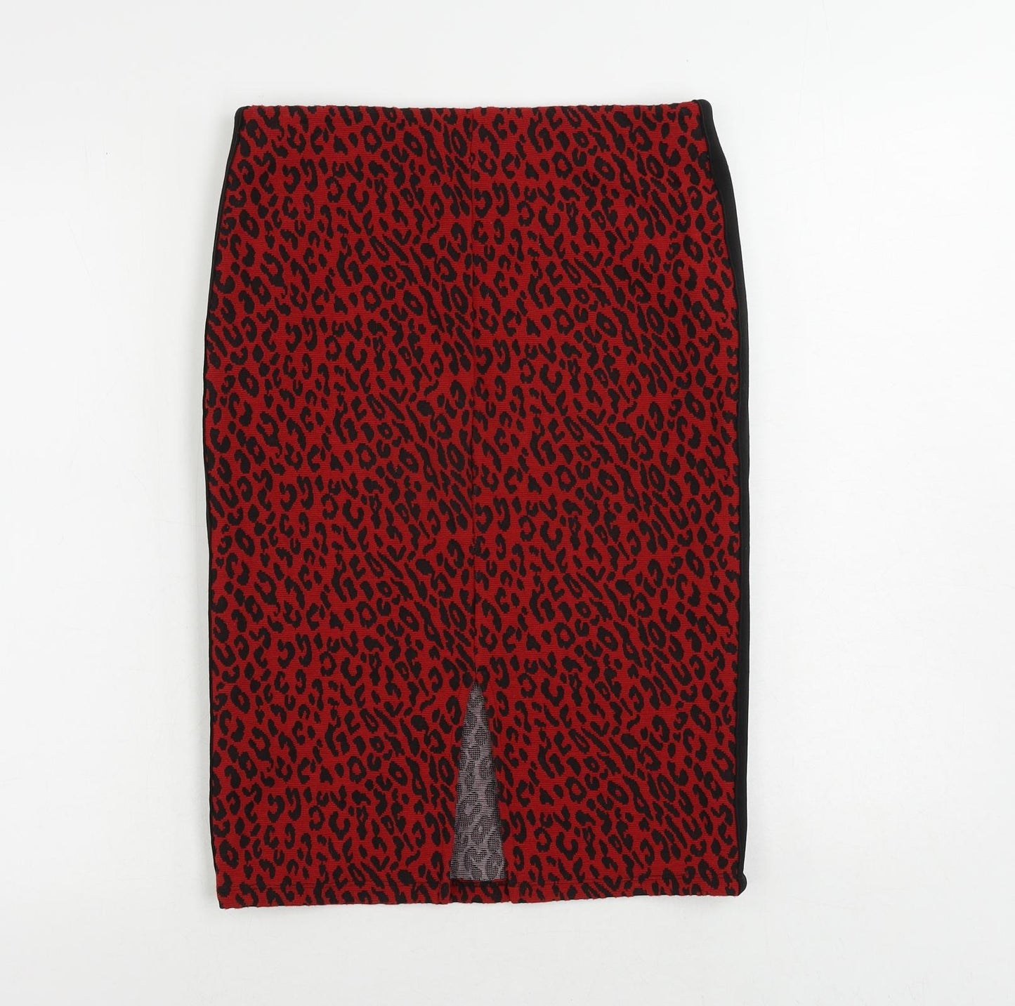 Marks and Spencer Womens Red Animal Print Polyester Straight & Pencil Skirt Size 10 - Elastic Waist