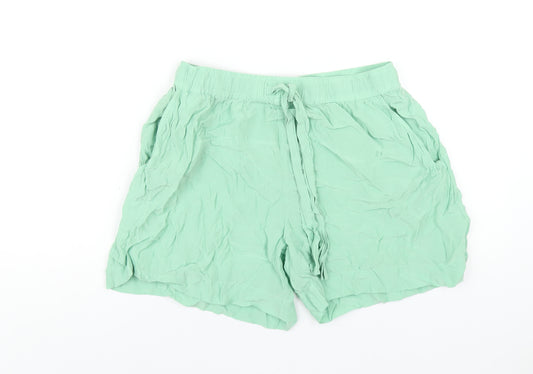 Weekday Womens Green Cupro Basic Shorts Size 10 Regular Pull On