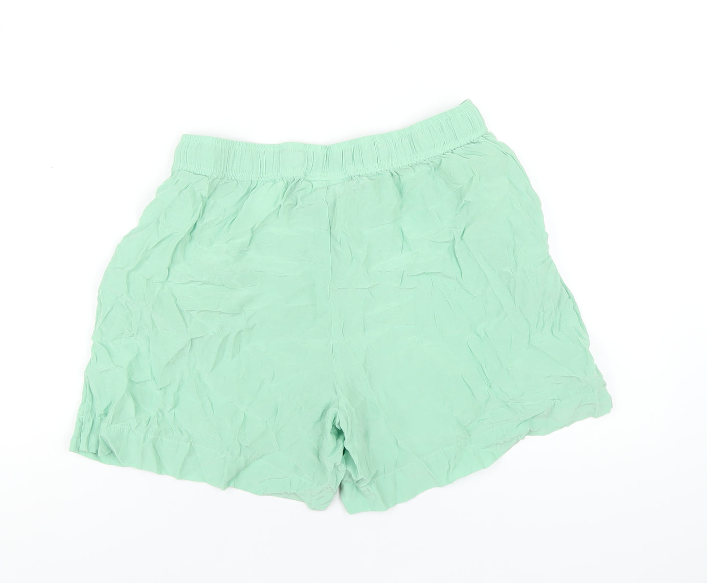 Weekday Womens Green Cupro Basic Shorts Size 10 Regular Pull On