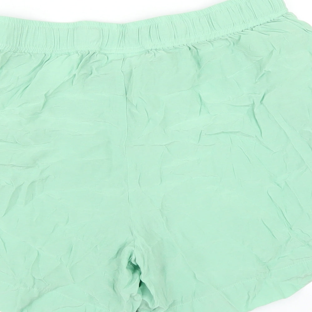 Weekday Womens Green Cupro Basic Shorts Size 10 Regular Pull On