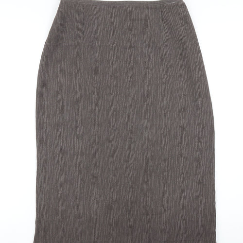 Marks and Spencer Womens Brown Polyester A-Line Skirt Size 12 Zip