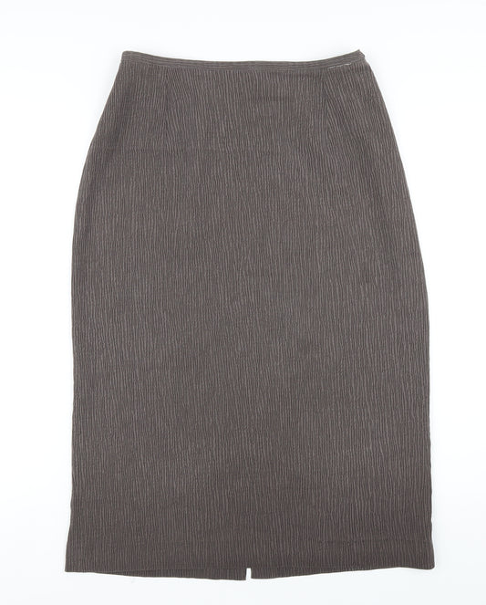 Marks and Spencer Womens Brown Polyester A-Line Skirt Size 12 Zip