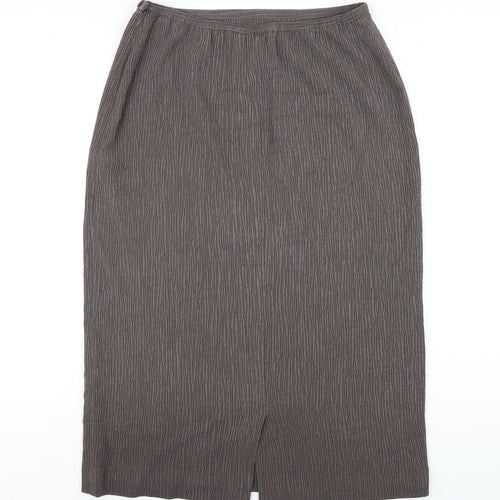 Marks and Spencer Womens Brown Polyester A-Line Skirt Size 12 Zip