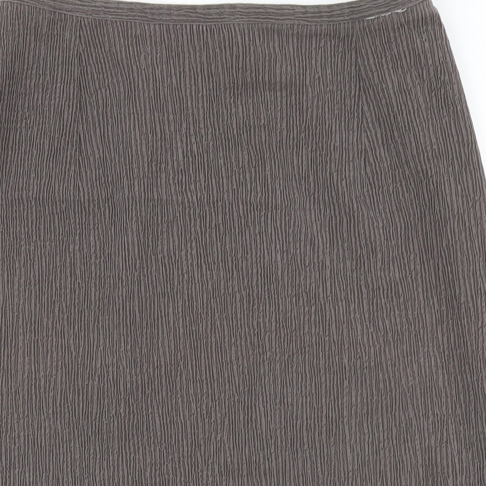 Marks and Spencer Womens Brown Polyester A-Line Skirt Size 12 Zip