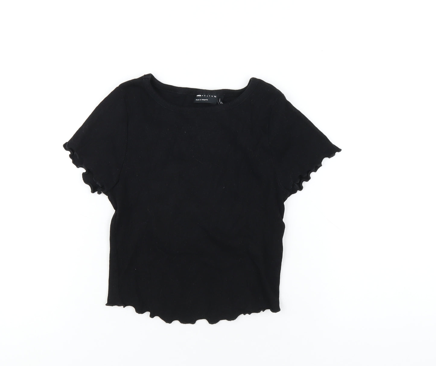 ASOS Womens Black Cotton Basic T-Shirt Size 6 Round Neck