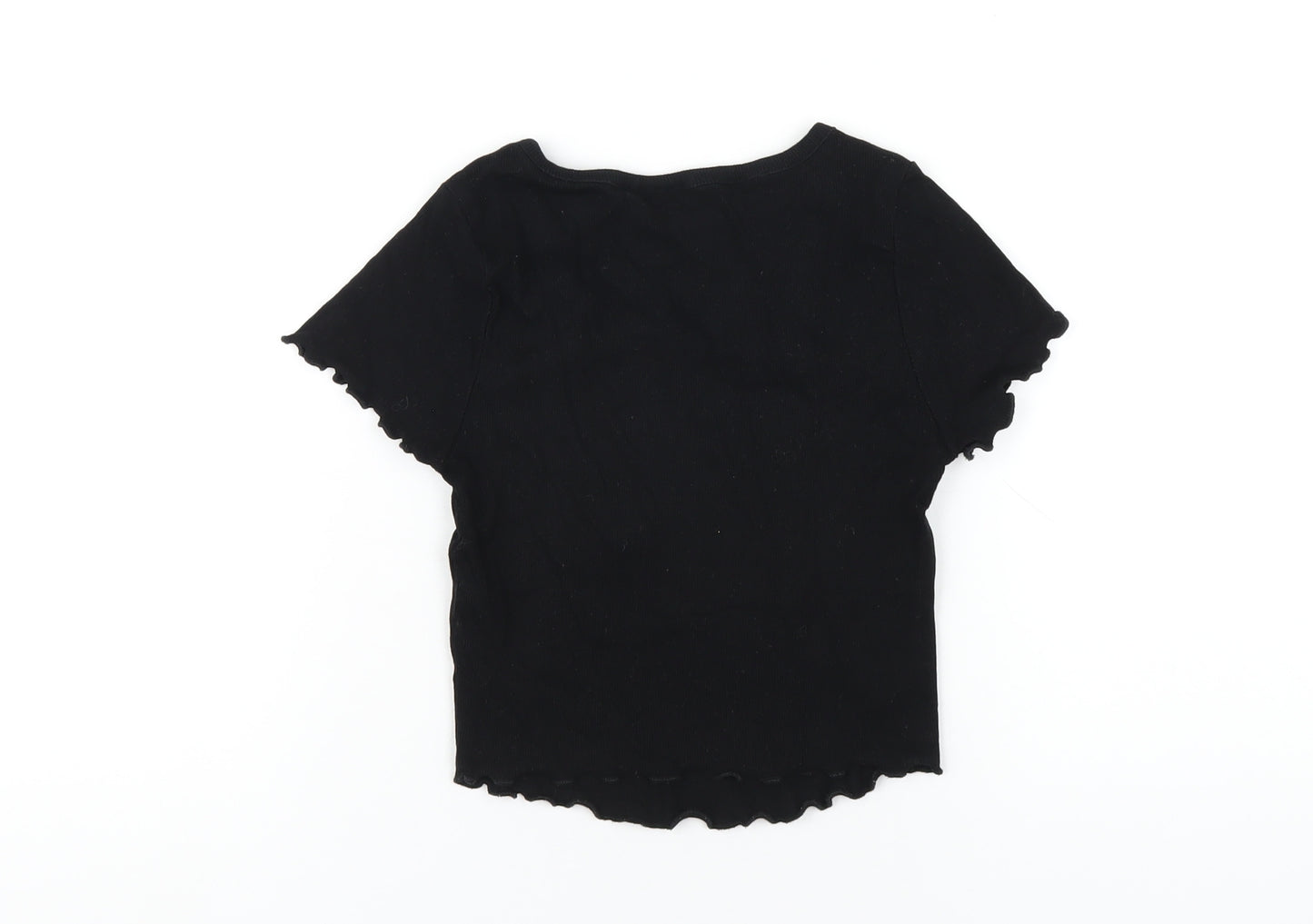 ASOS Womens Black Cotton Basic T-Shirt Size 6 Round Neck