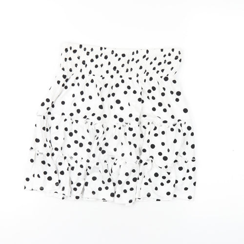 ASOS Womens White Polka Dot Viscose A-Line Skirt Size 12