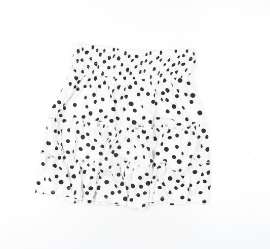 ASOS Womens White Polka Dot Viscose A-Line Skirt Size 12