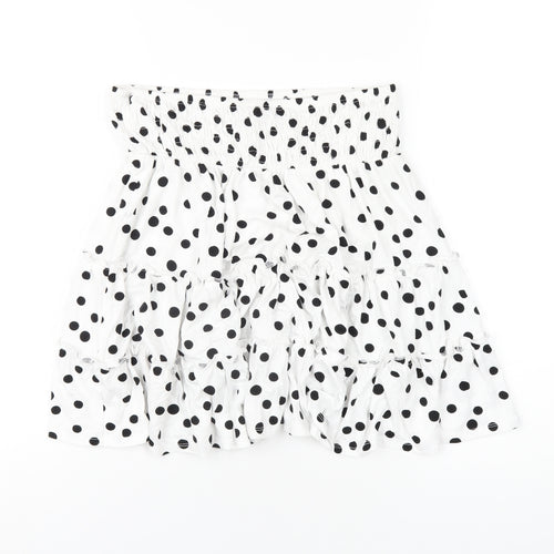 ASOS Womens White Polka Dot Viscose A-Line Skirt Size 12