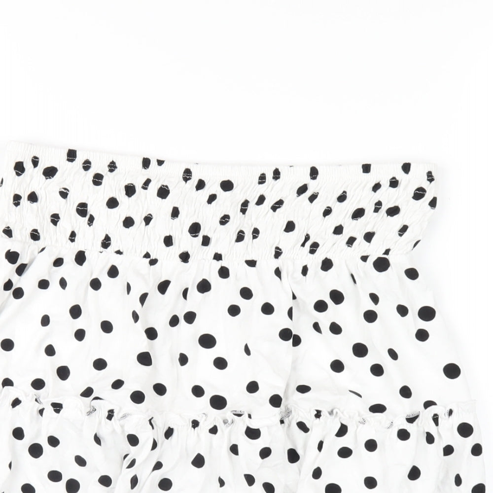 ASOS Womens White Polka Dot Viscose A-Line Skirt Size 12