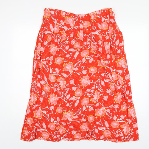 Per Una Womens Red Geometric Viscose A-Line Skirt Size 10