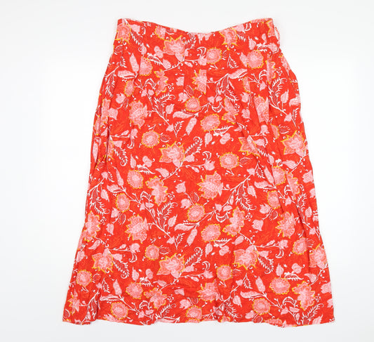 Per Una Womens Red Geometric Viscose A-Line Skirt Size 10