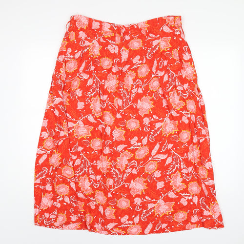 Per Una Womens Red Geometric Viscose A-Line Skirt Size 10