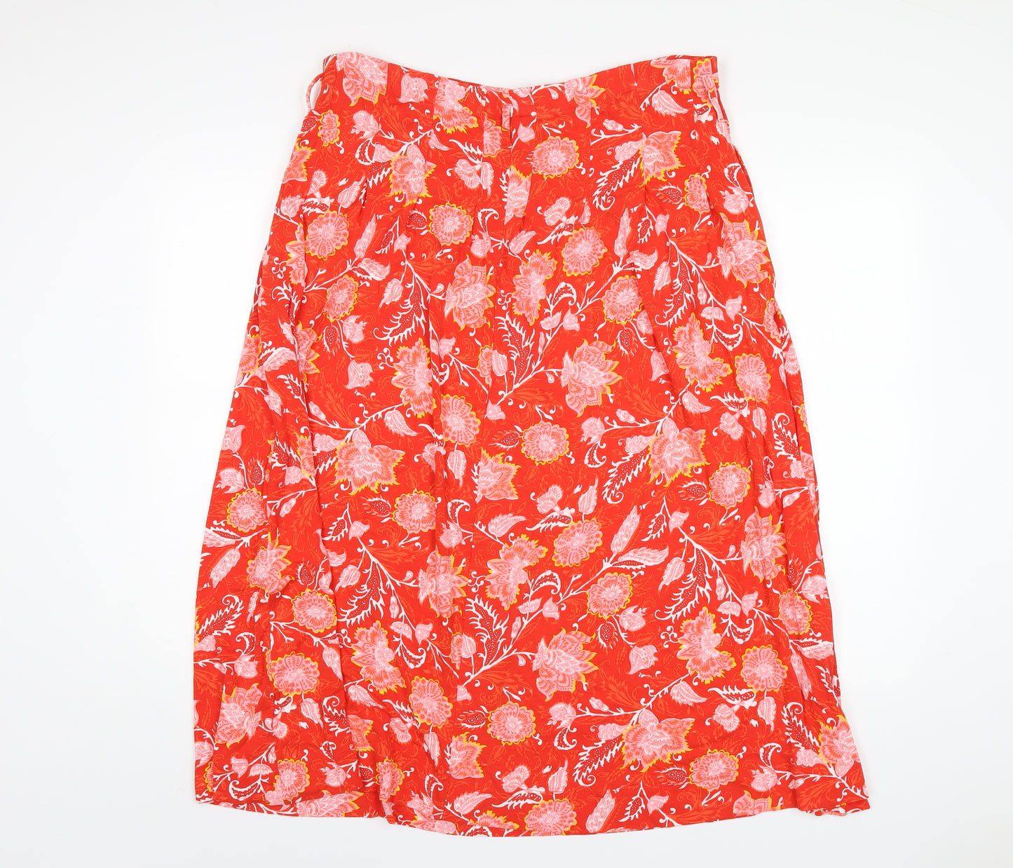 Per Una Womens Red Geometric Viscose A-Line Skirt Size 10