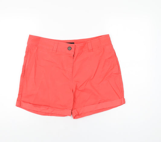 NEXT Womens Red Cotton Bermuda Shorts Size 14 L5 in Regular Zip