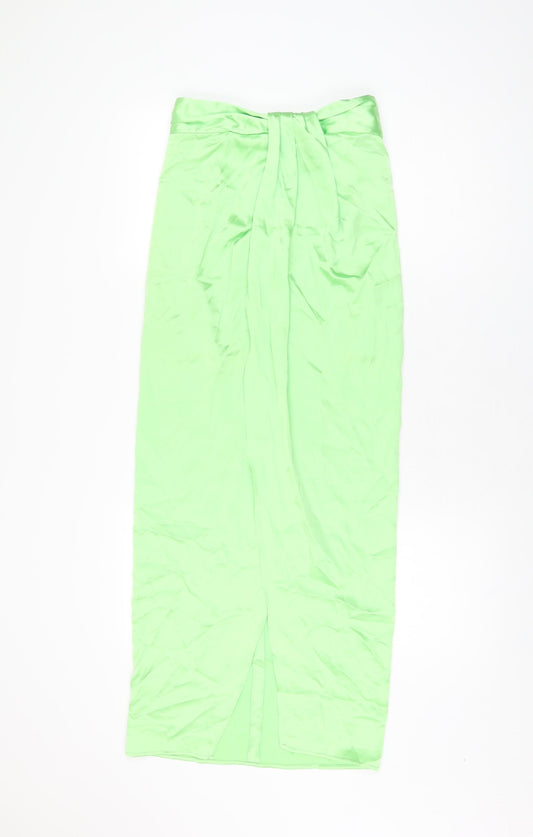 Zara Womens Green Polyester Maxi Skirt Size XS Zip