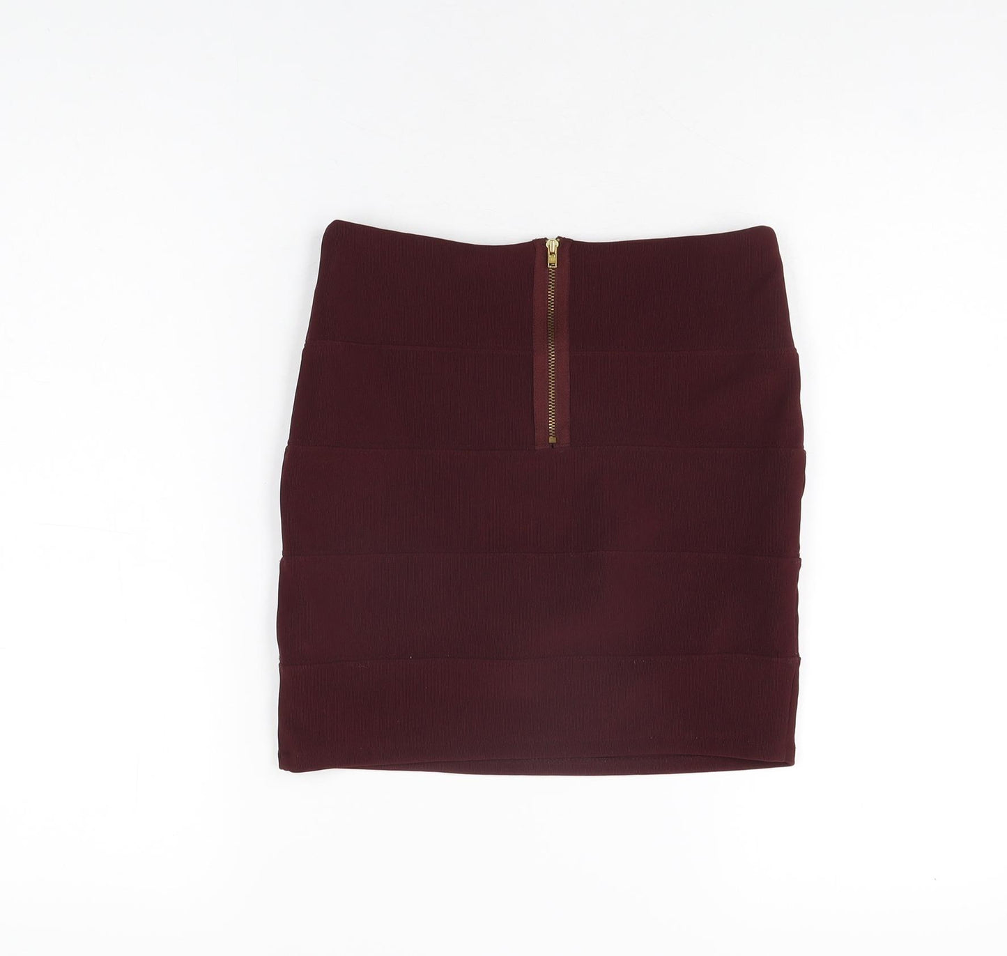 Topshop Womens Red Polyester Mini Skirt Size 8 Zip