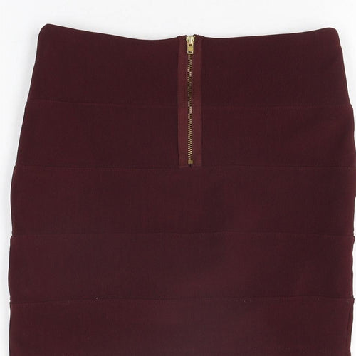 Topshop Womens Red Polyester Mini Skirt Size 8 Zip