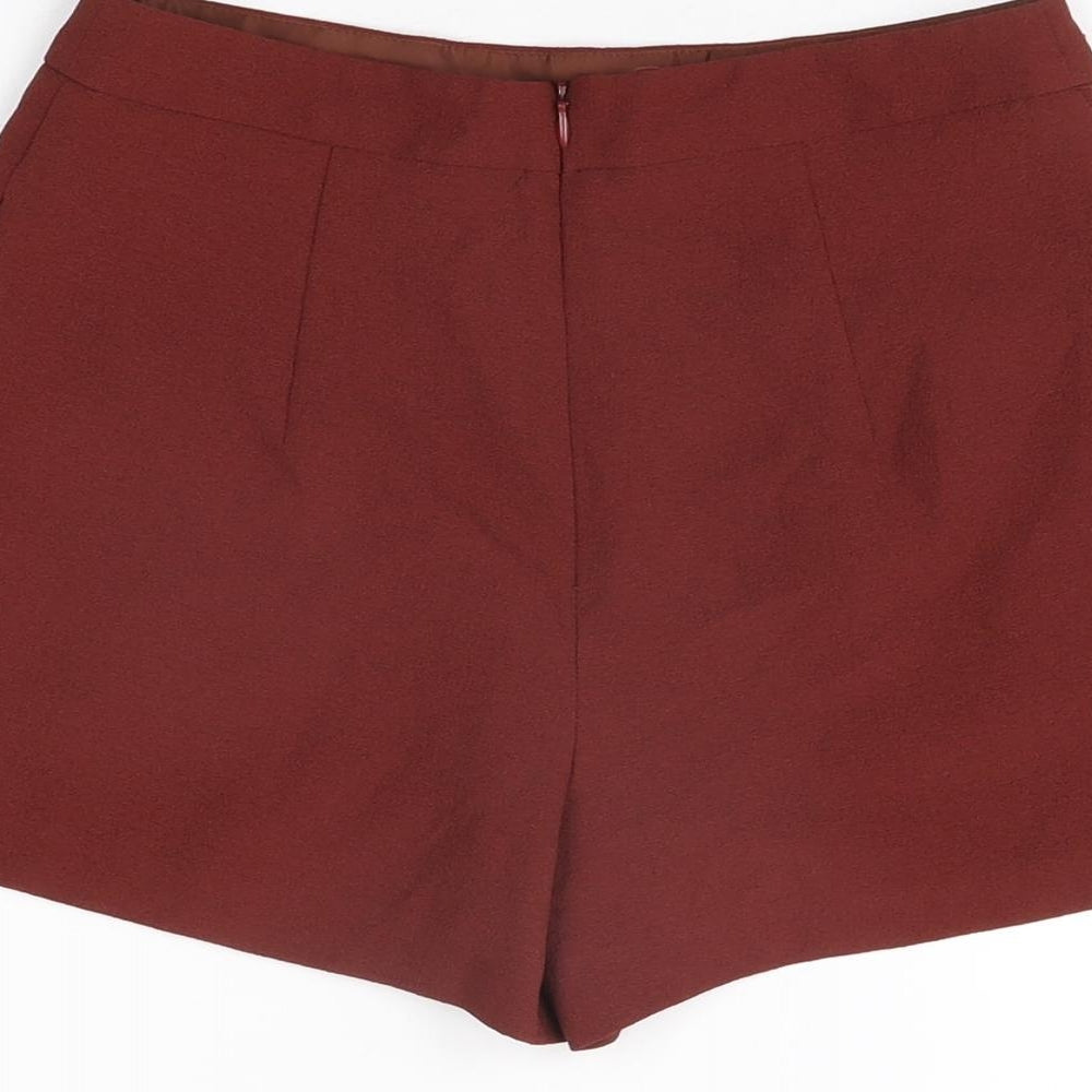 Miss Selfridge Womens Brown Polyester Basic Shorts Size 8 L3 in Regular Zip