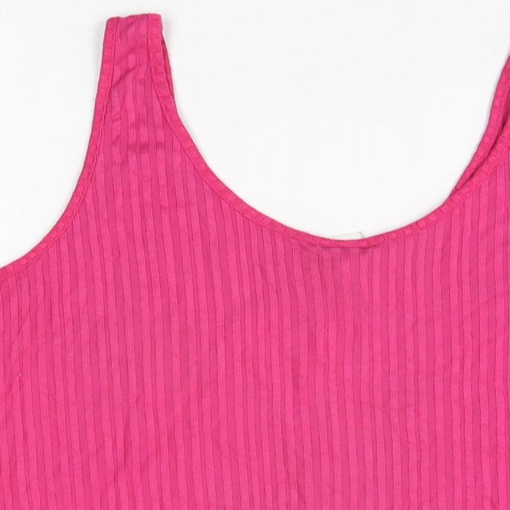 H&M Womens Pink Polyester Basic T-Shirt Size XL Scoop Neck