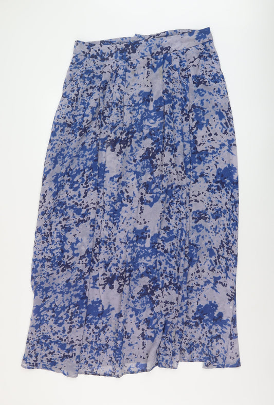 Reiss Womens Blue Geometric Polyester A-Line Skirt Size 12 Zip