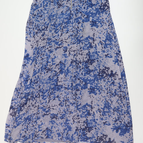 Reiss Womens Blue Geometric Polyester A-Line Skirt Size 12 Zip