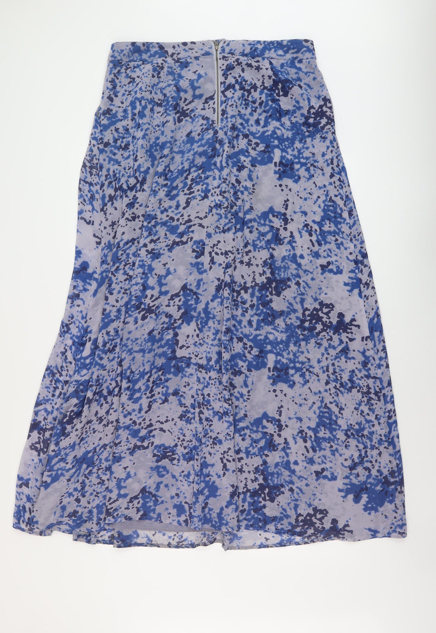 Reiss Womens Blue Geometric Polyester A-Line Skirt Size 12 Zip