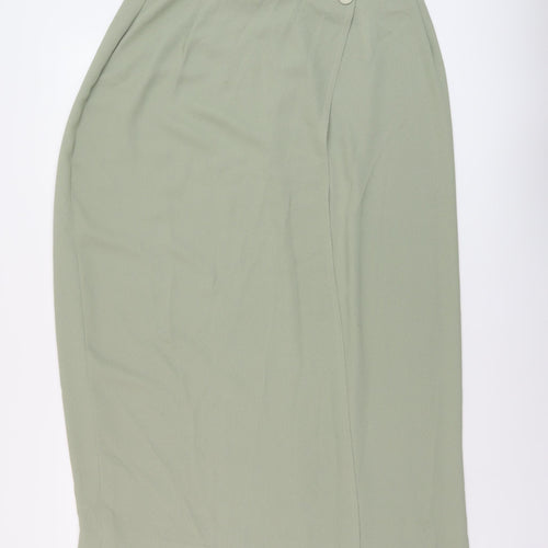 Wallis Womens Green Polyester Wrap Skirt Size 12 Button