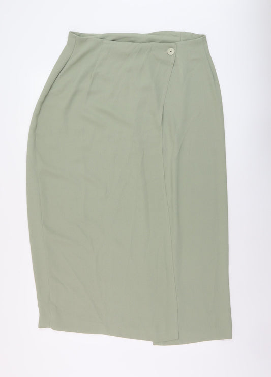 Wallis Womens Green Polyester Wrap Skirt Size 12 Button