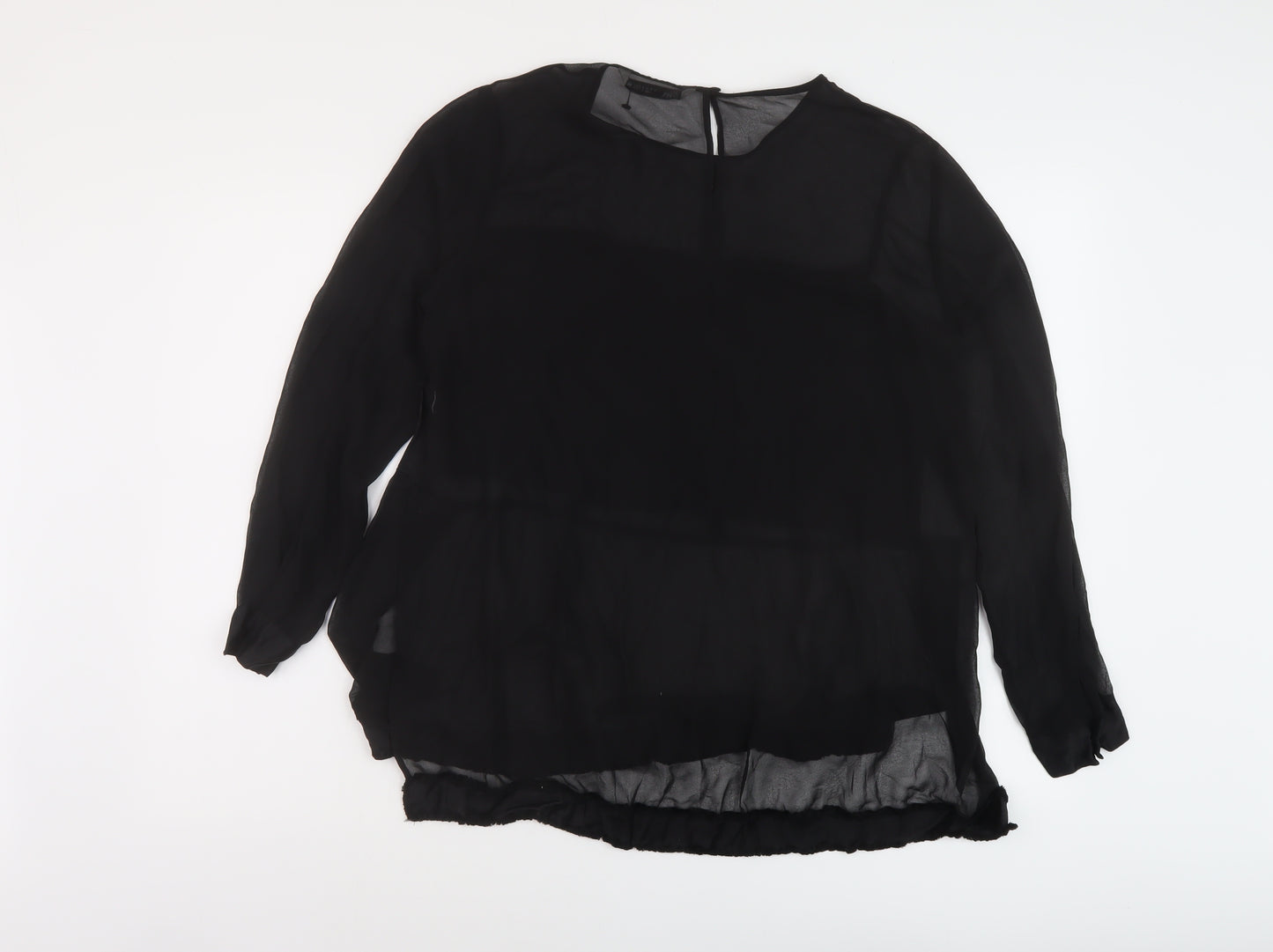 Zara Womens Black Polyester Basic Blouse Size M Round Neck