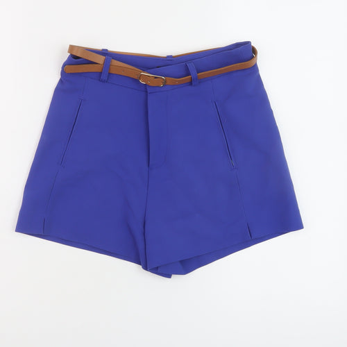 Stradivarius Womens Blue Cotton Chino Shorts Size 6 L3 in Regular Zip