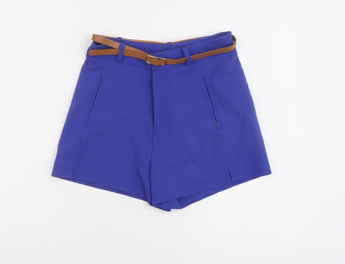 Stradivarius Womens Blue Cotton Chino Shorts Size 6 L3 in Regular Zip