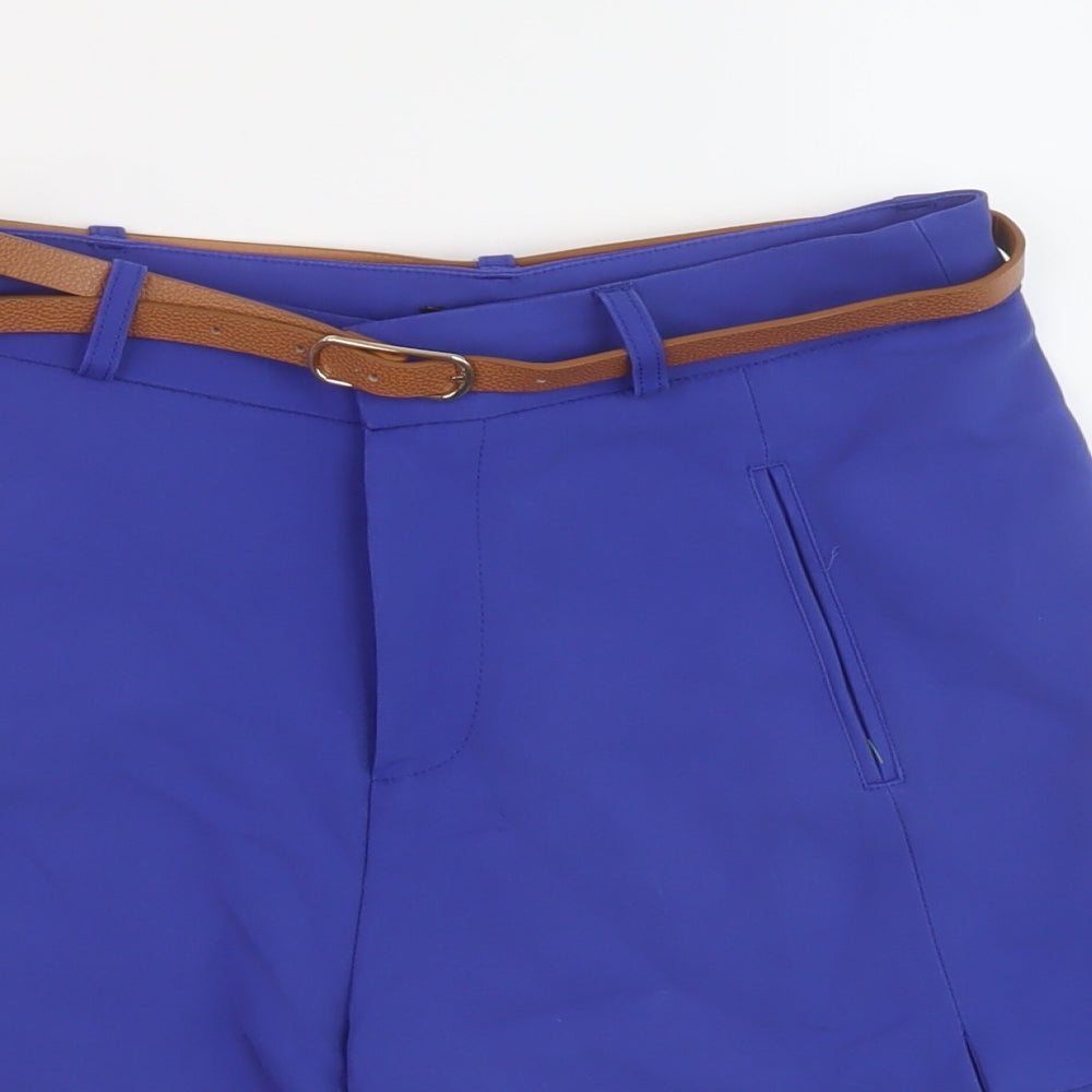 Stradivarius Womens Blue Cotton Chino Shorts Size 6 L3 in Regular Zip