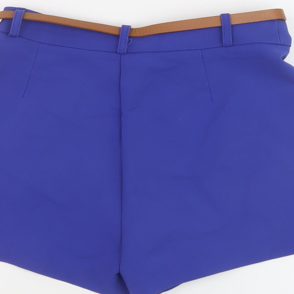 Stradivarius Womens Blue Cotton Chino Shorts Size 6 L3 in Regular Zip