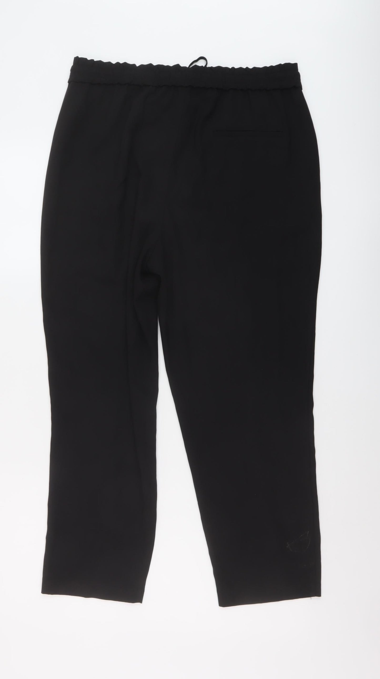 Zara Womens Black Polyester Trousers Size L L25 in Regular Drawstring