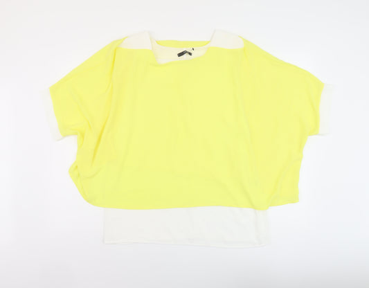 Quiz Womens Yellow Polyester Basic Blouse Size S Round Neck