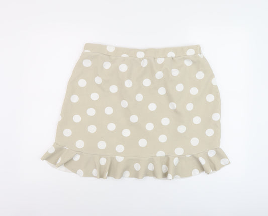 Boohoo Womens Beige Polka Dot Polyester Mini Skirt Size 24