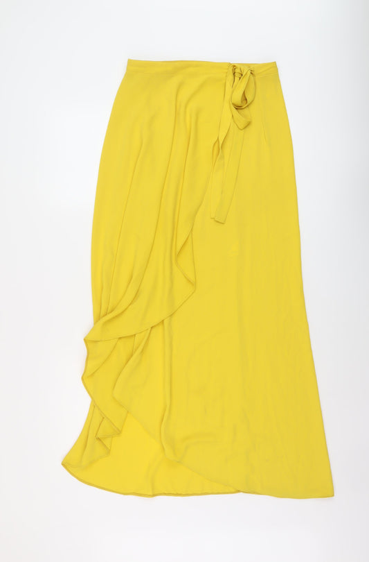 River Island Womens Yellow Polyester Wrap Skirt Size 10 Tie