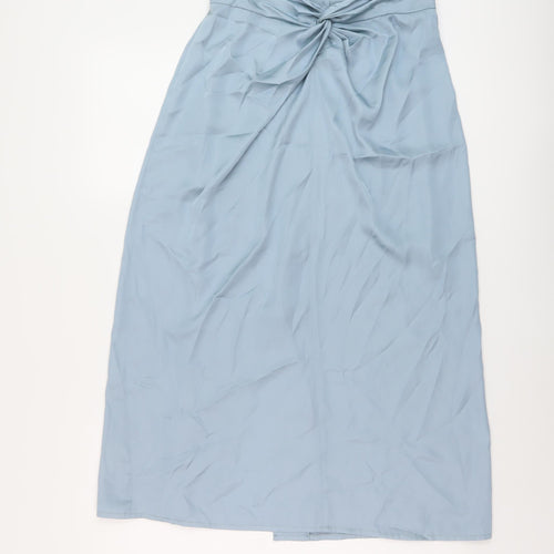 Ravi Famous Womens Blue Polyester A-Line Skirt Size 12 Zip