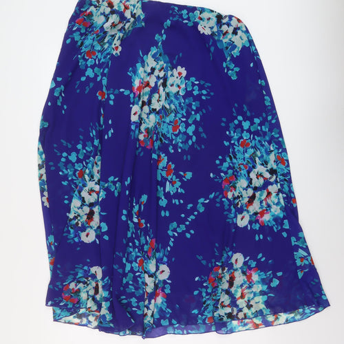 Nightgales Womens Blue Geometric Polyester A-Line Skirt Size 16