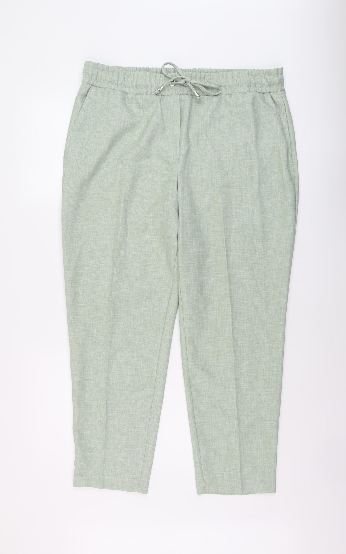 Bonmarché Womens Green Polyester Trousers Size 16 L27 in Regular Drawstring