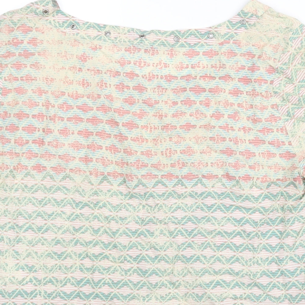 Sandwich Womens Multicoloured Geometric Viscose Basic Blouse Size 6 Round Neck - Eyelet Detail