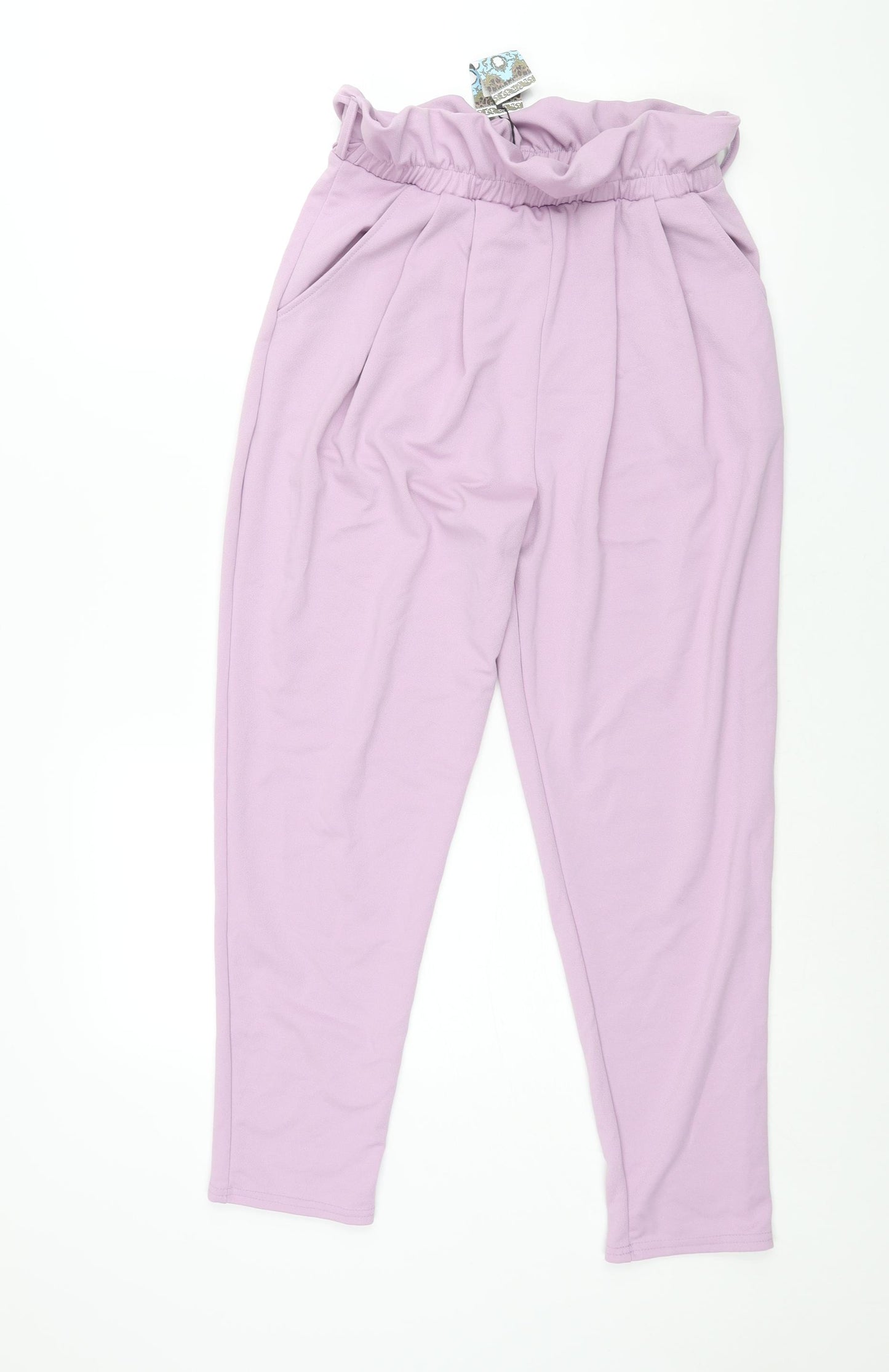 Boohoo Womens Purple Polyester Trousers Size 10 L28 in Regular - Elasticated Waist