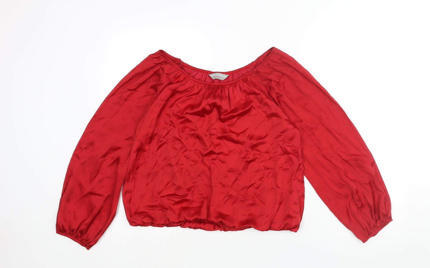 Dorothy Perkins Womens Red Polyester Basic Blouse Size 14 Boat Neck